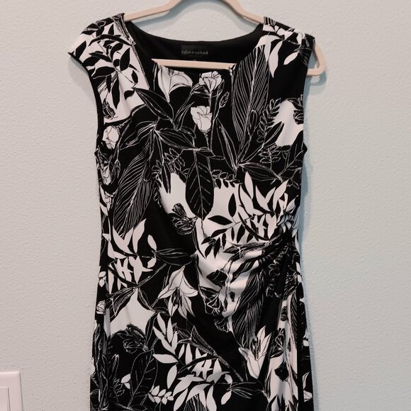LIKE NEW ~ 8P CONNECTED APPAREL Black & White Sleeveless Dress Side Slit - Picture 1 of 7